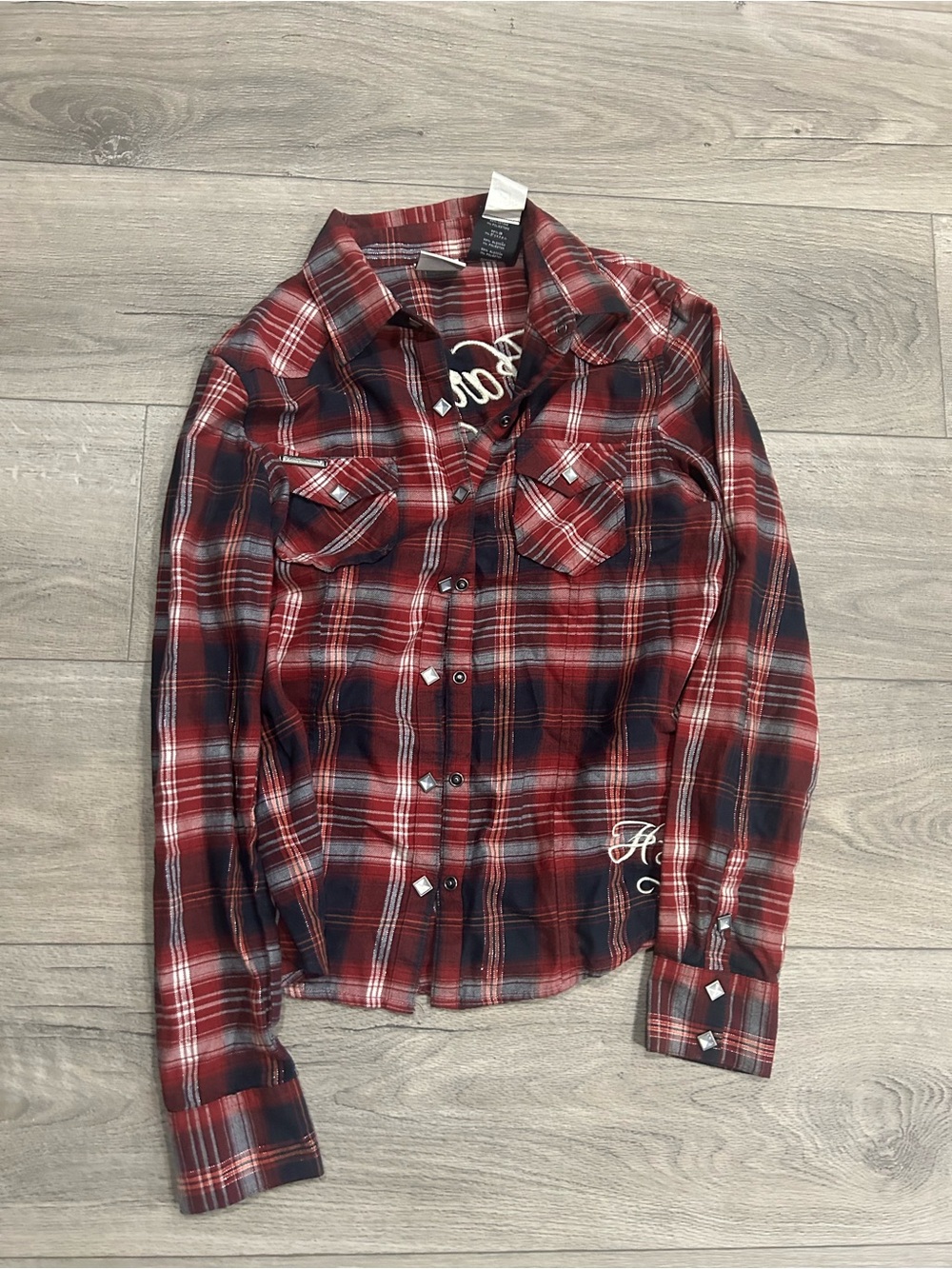 Harley-Davidson Red and Black Plaid Button-Up Shirt